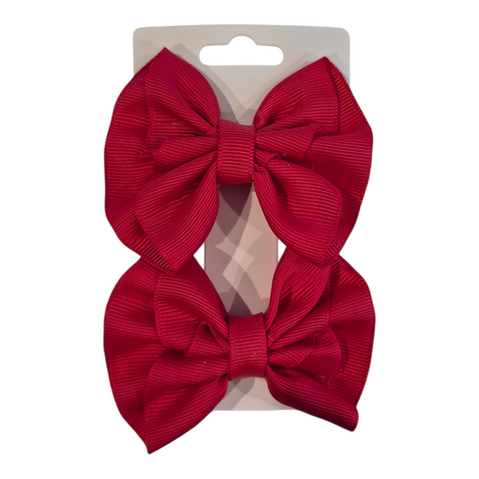 Mille Frille Pigtail Hair Clips / Hair Ties β Red (Set of 2)