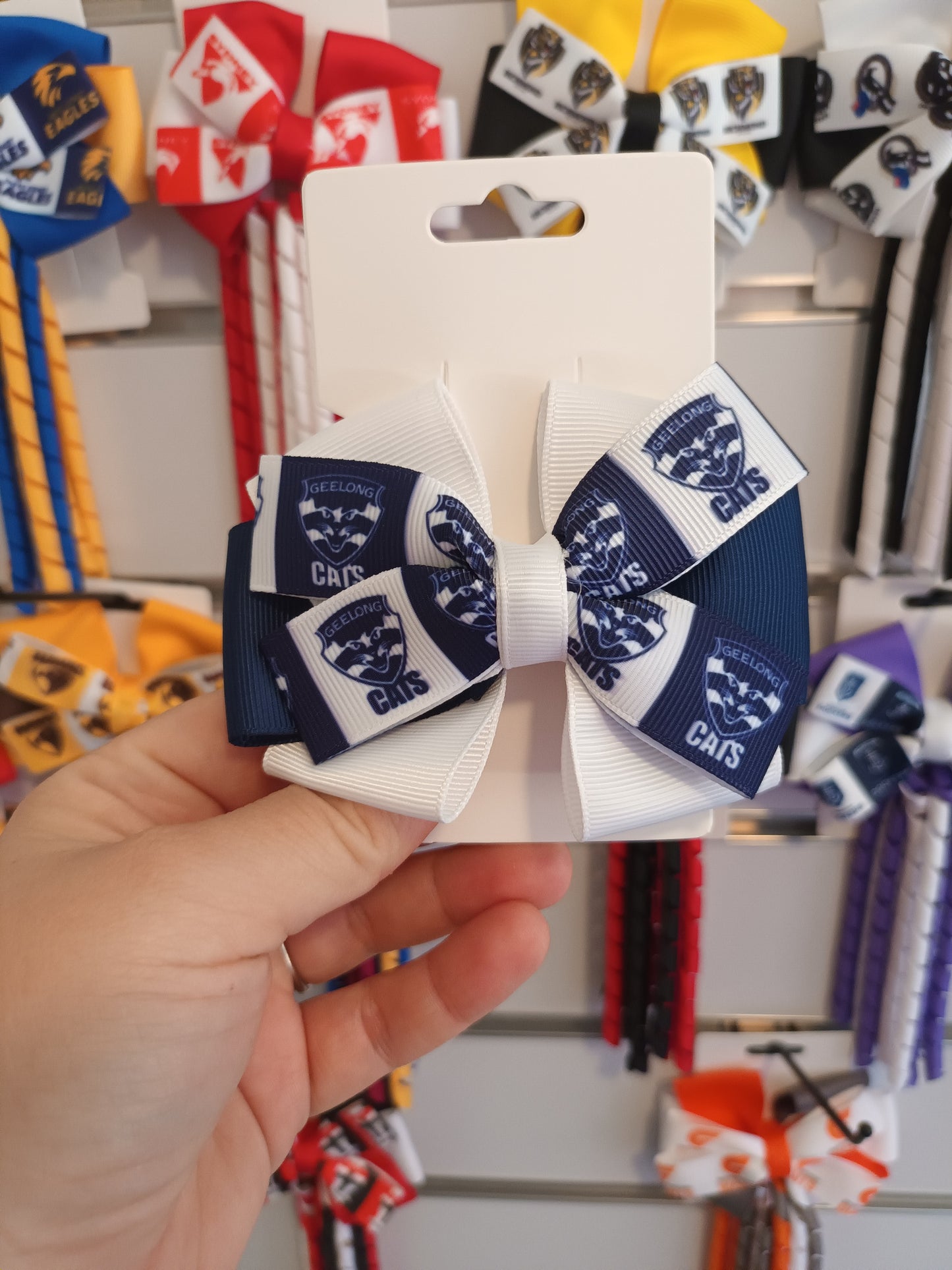 Footy Bow Clip (Only)- Custom Made in your Footy team colours