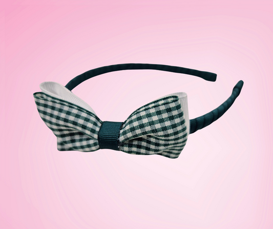 The Ella Gingham Headband - Green