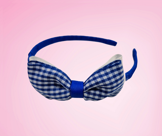 The Ella Gingham Headband - Blue