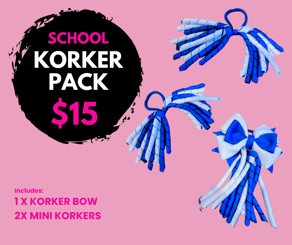 💙 School Korker Hair Accessory Pack 💙 - Popular School Colour Combinations