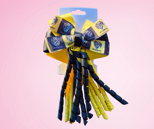 Footy Bow Korker Clip - Yellow & Black