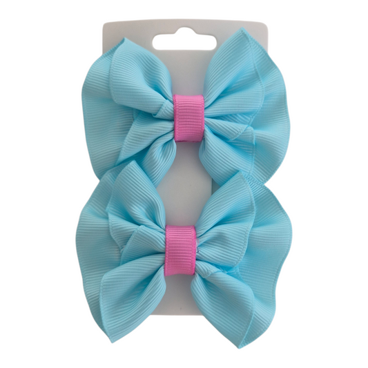 Cotton Candy Coloured Mille Frille Bow Clip Set