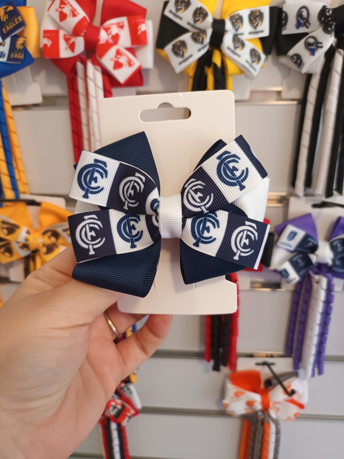 Footy Bow Clip (Only)- Custom Made in your Footy team colours