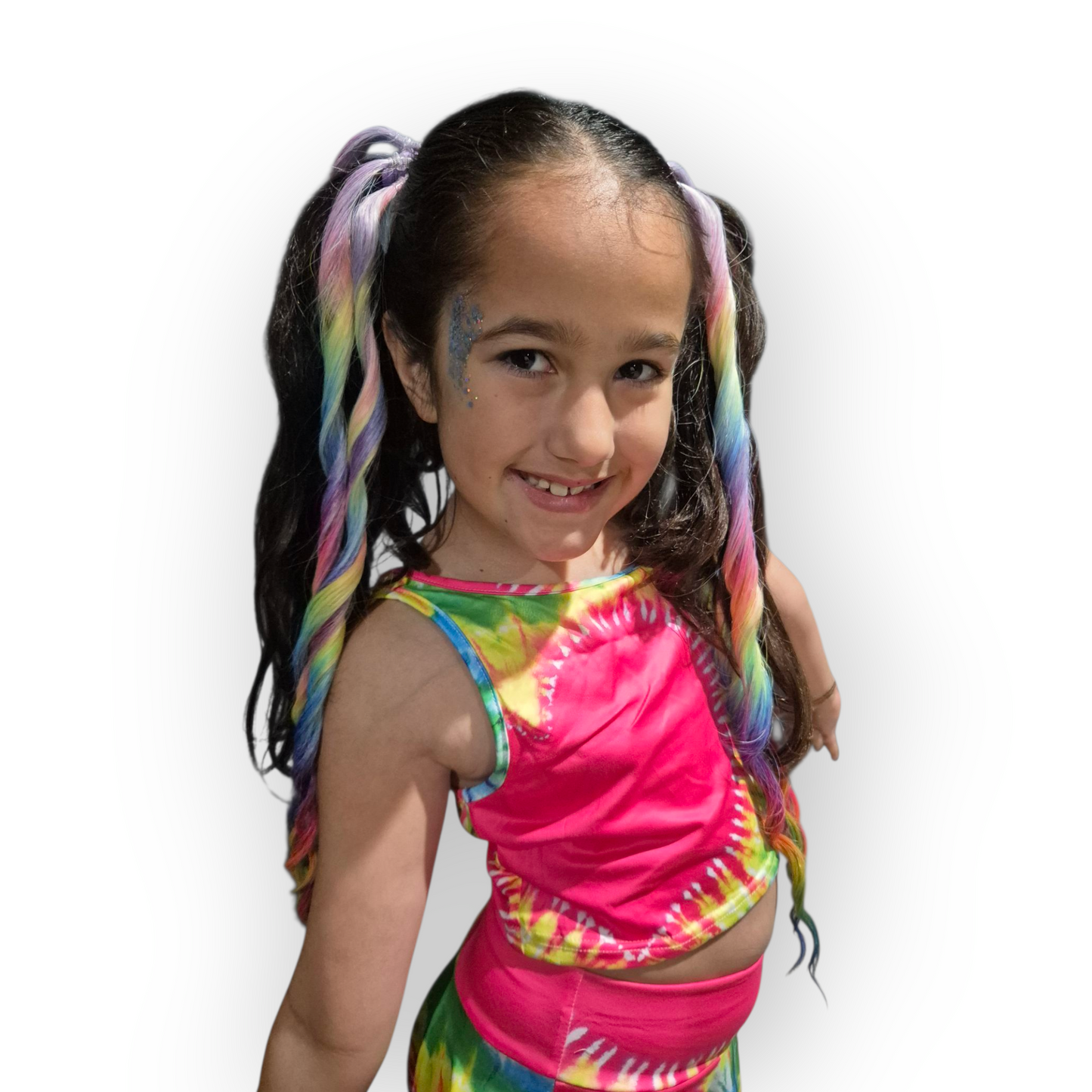 Mermaid Wave Pigtails - Bright Rainbow