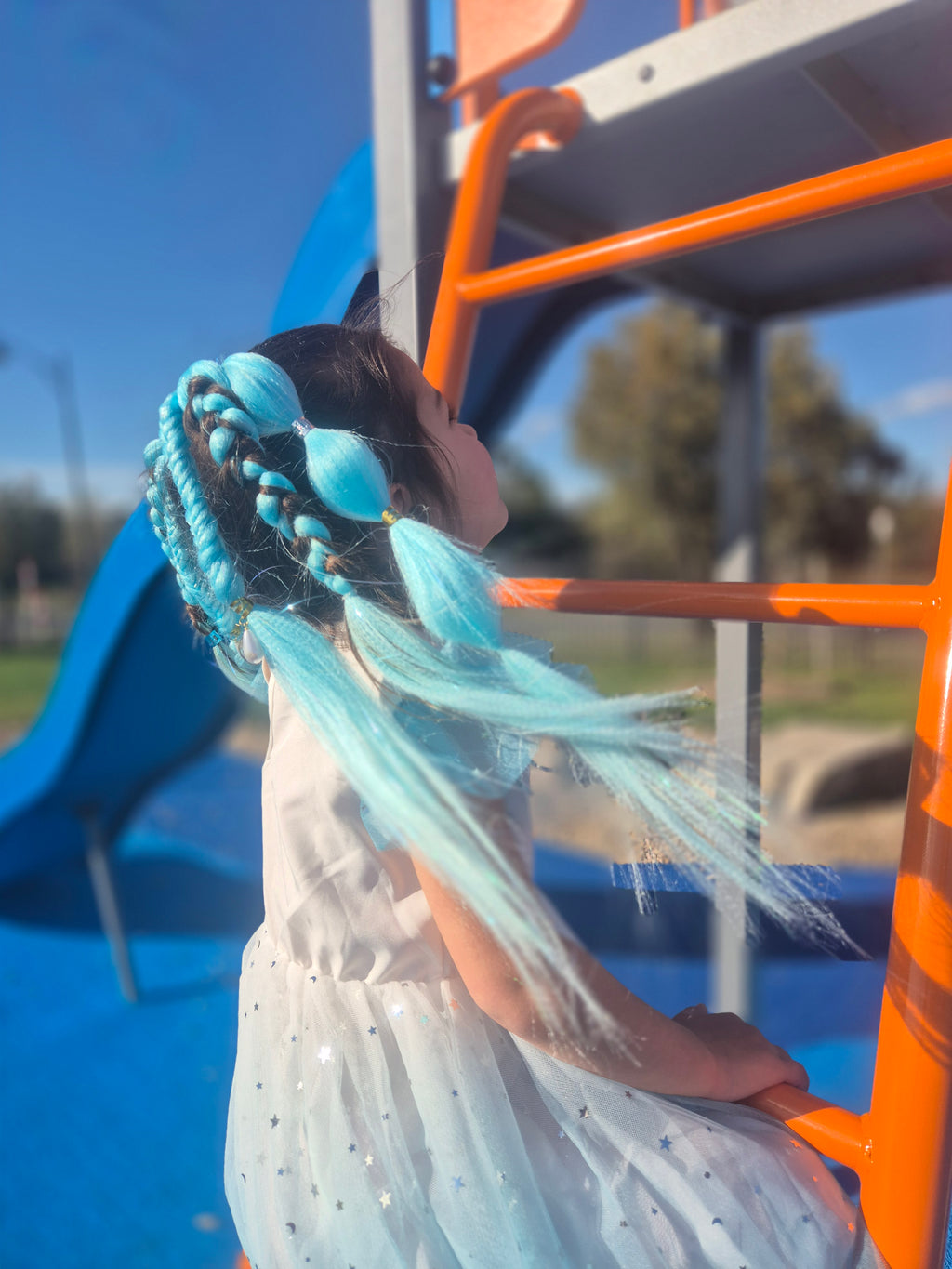 40cm Unicorn Piggy tails - Ice Blue