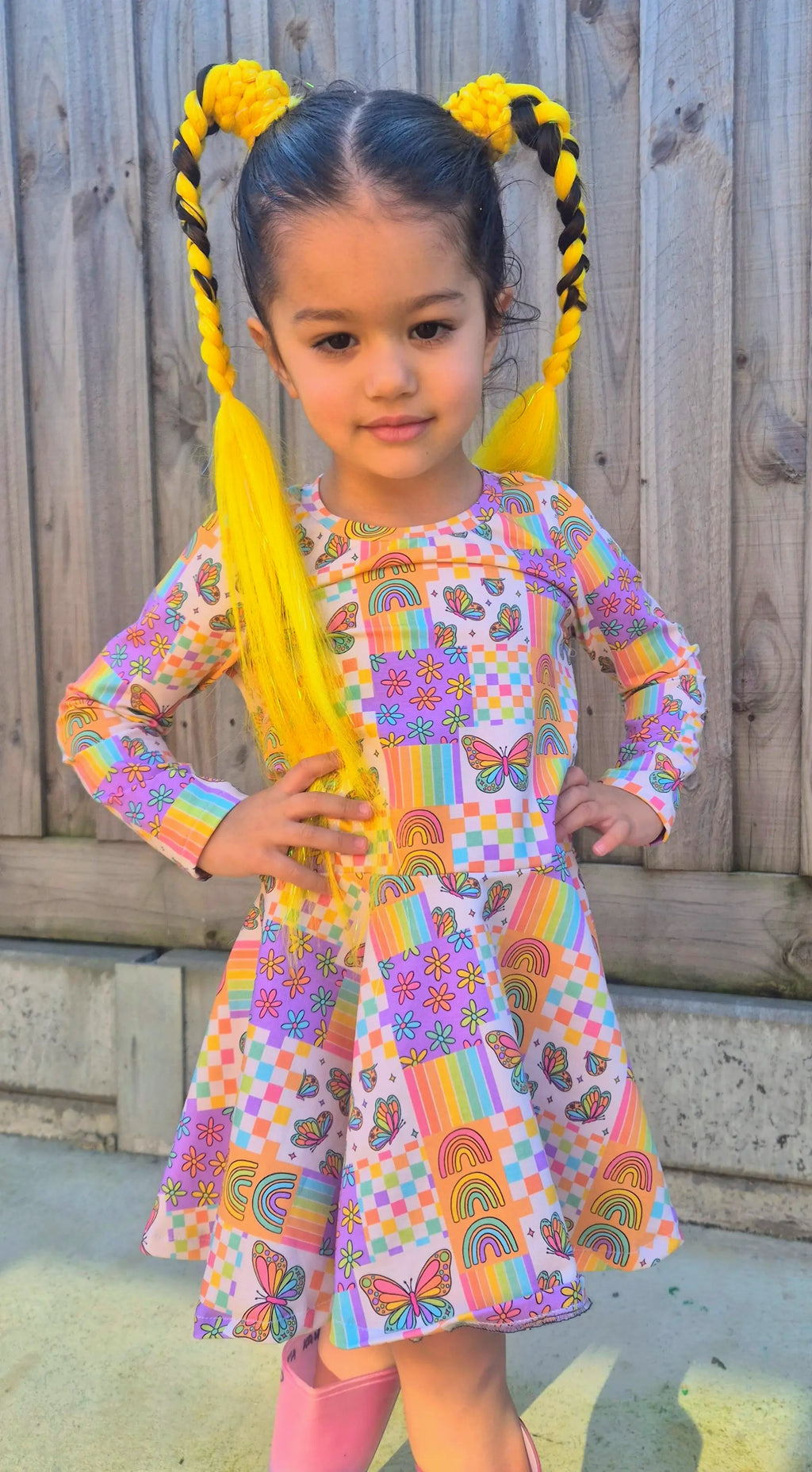Unicorn Straight Pigtails 60cm - Yellow