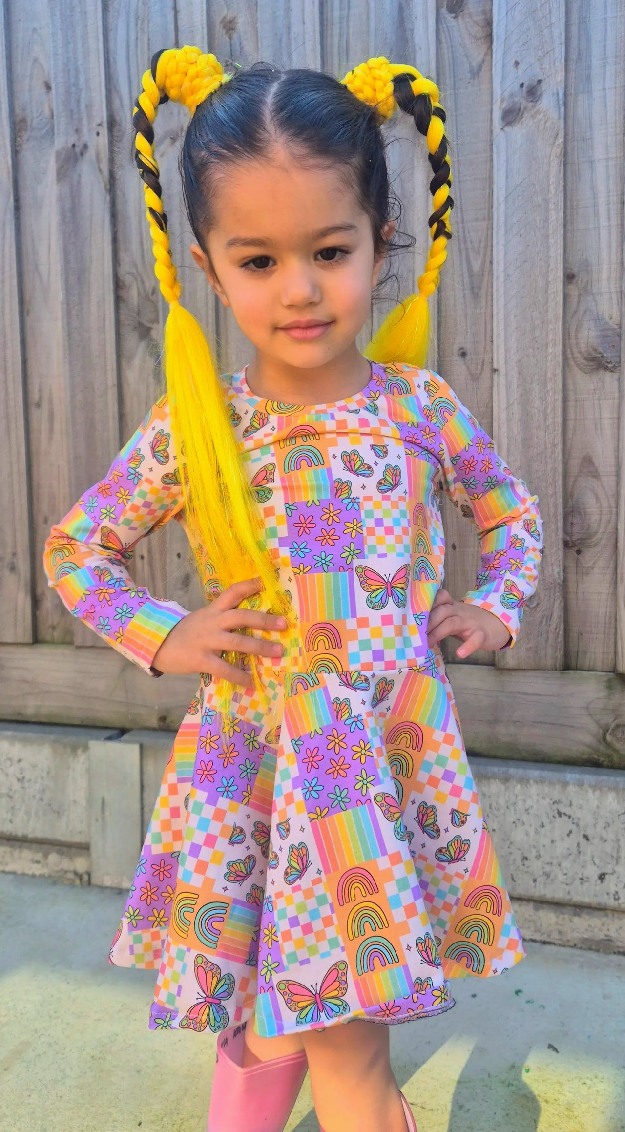 Unicorn Straight Pigtails 60cm - Yellow