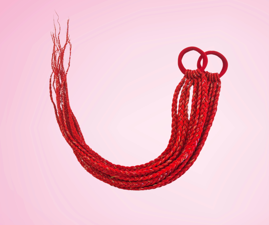 Mermaid pigtail braid set 60cm - Red