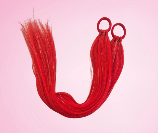 Unicorn Straight Pigtails 60cm - Red