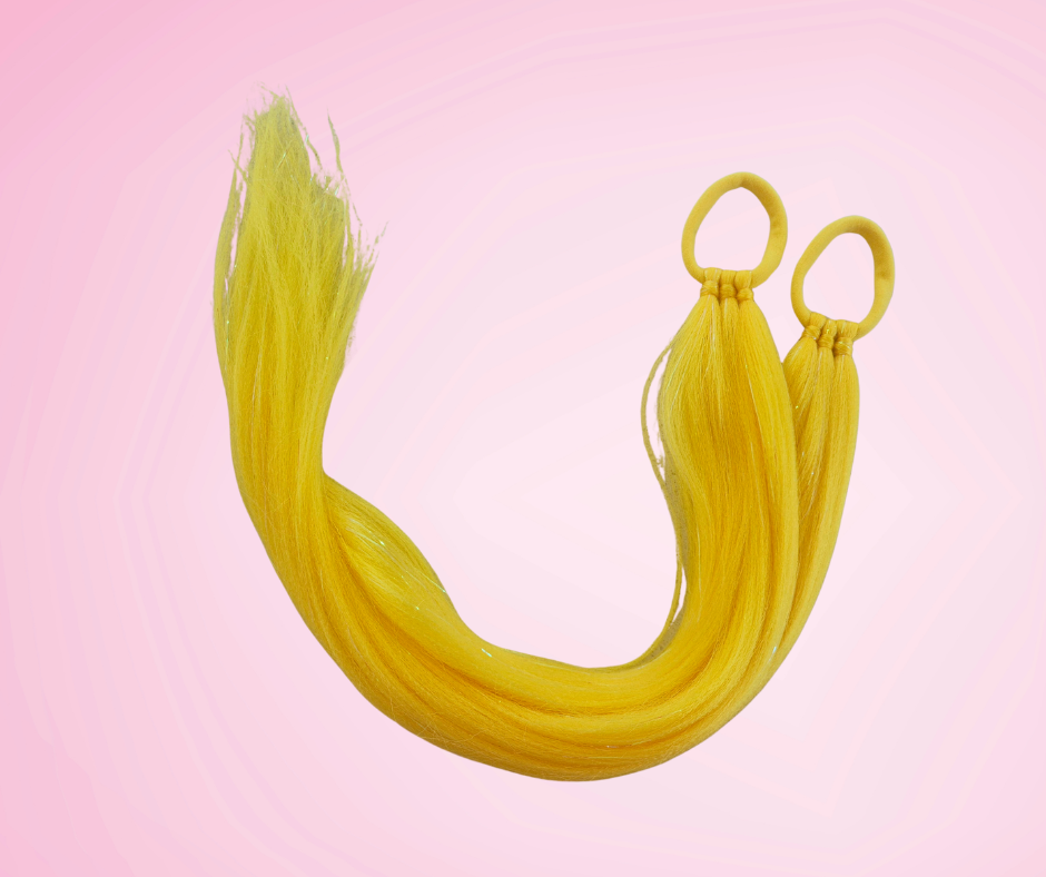 Unicorn Straight Pigtails 60cm - Yellow