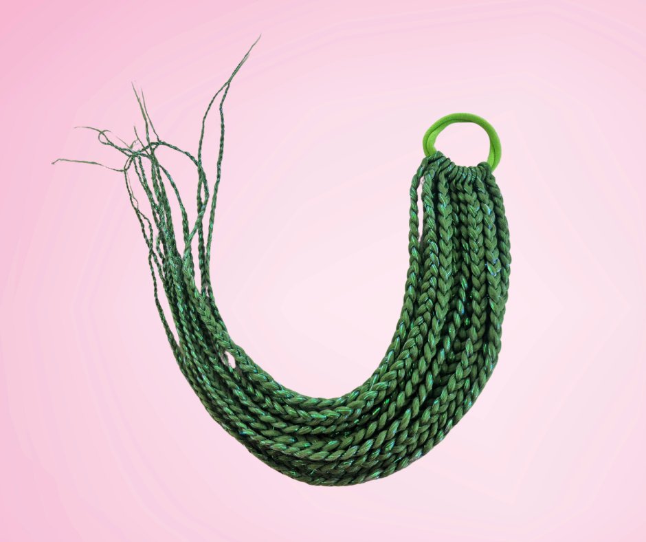 Mermaid Plaited Ponytail 60cm - Green