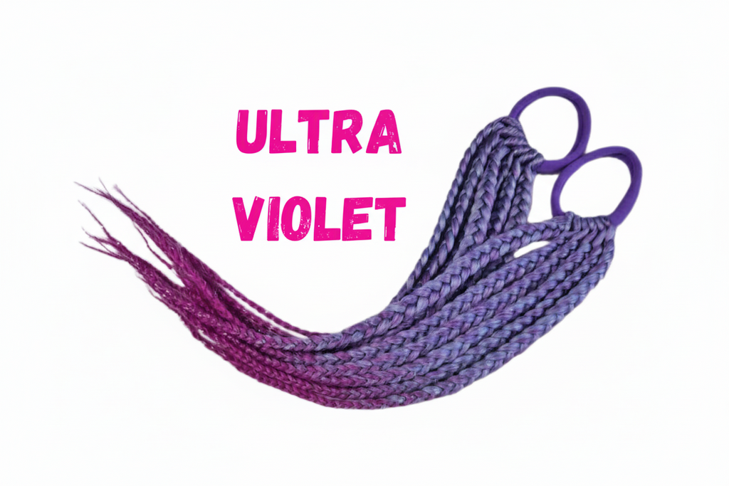 40cm Mermaid (Plaited) Piggy Tails - Ultra Violet