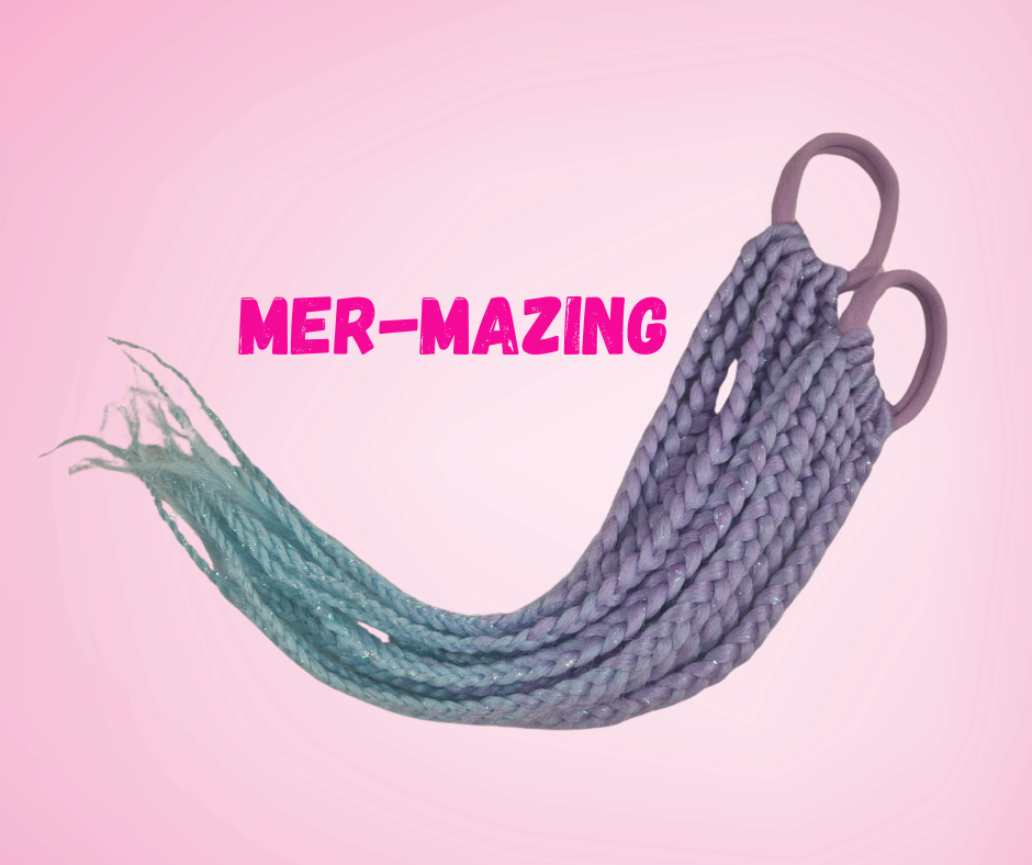 40cm Mermaid (Plaited) Piggy Tails - Mer-Mazing