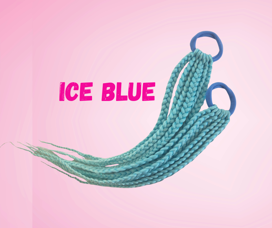 40cm Mermaid (Plaited) Piggy Tails - Ice Blue