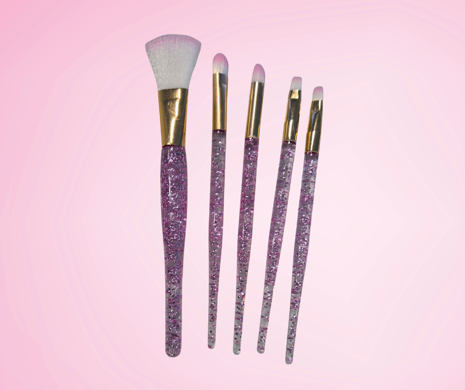Pink Glitter Make Up Brush Kit