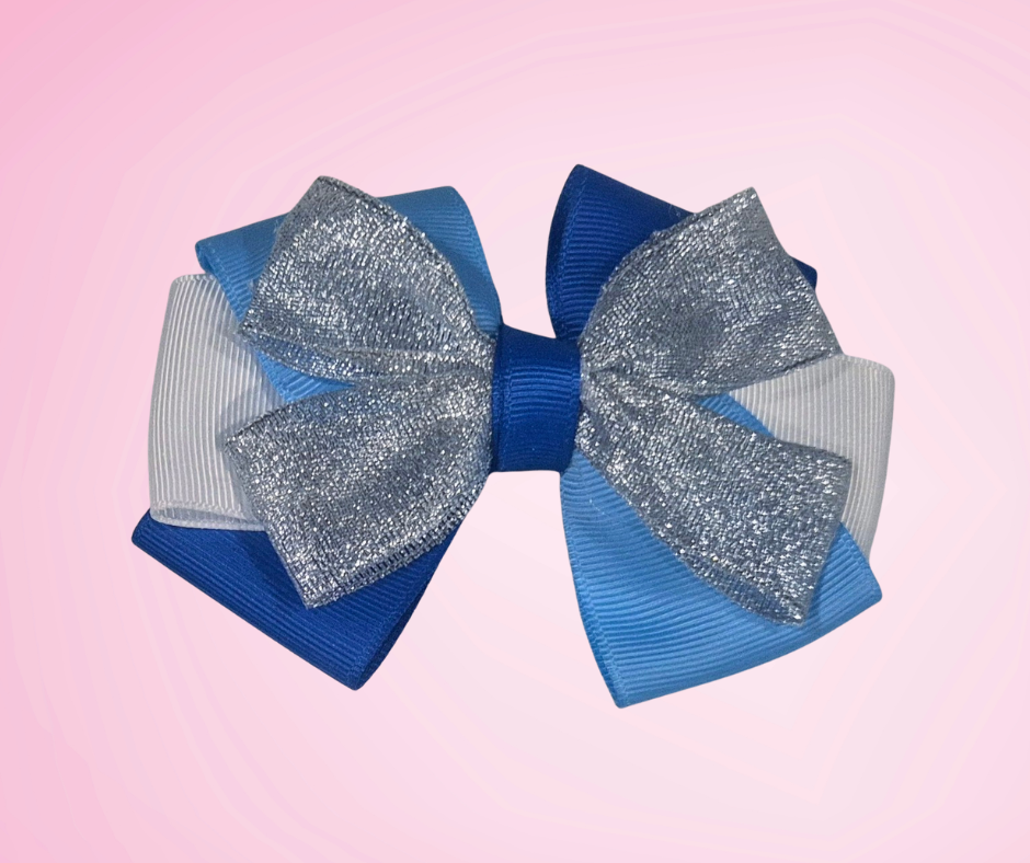 Ice Blue Triple Bow Clip