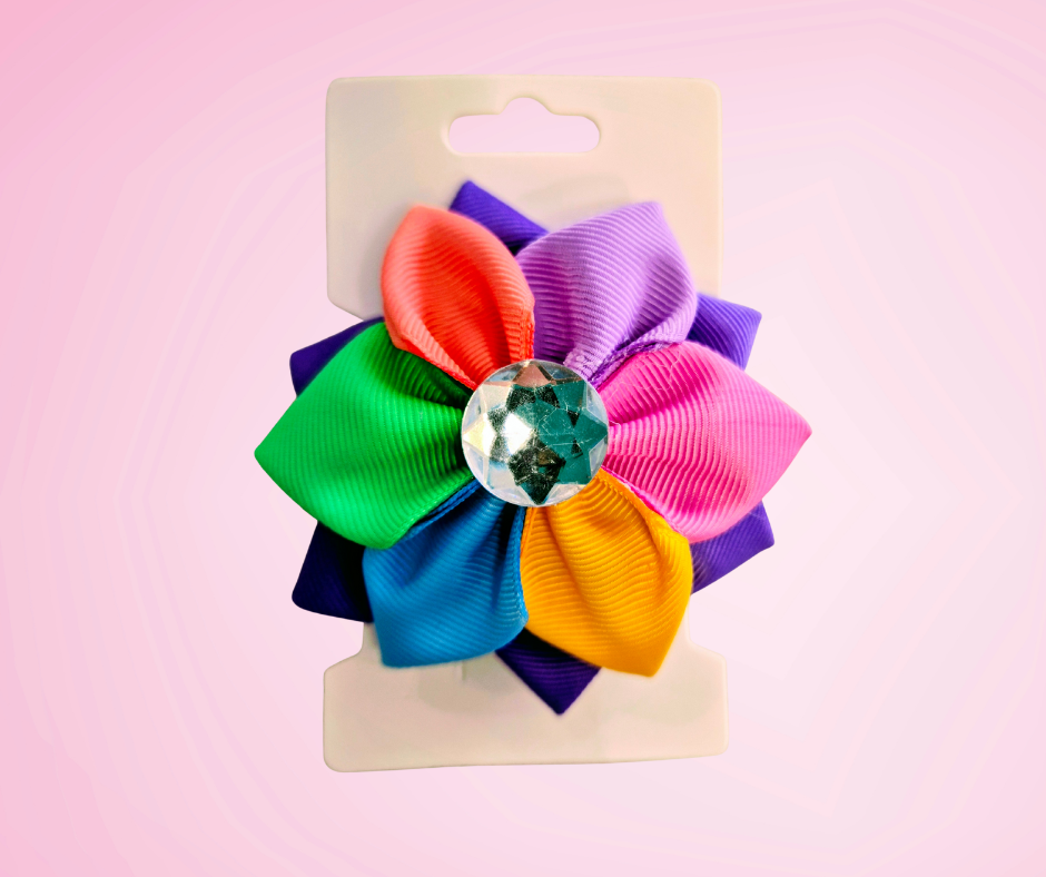 Pastel Rainbow Flower Clip