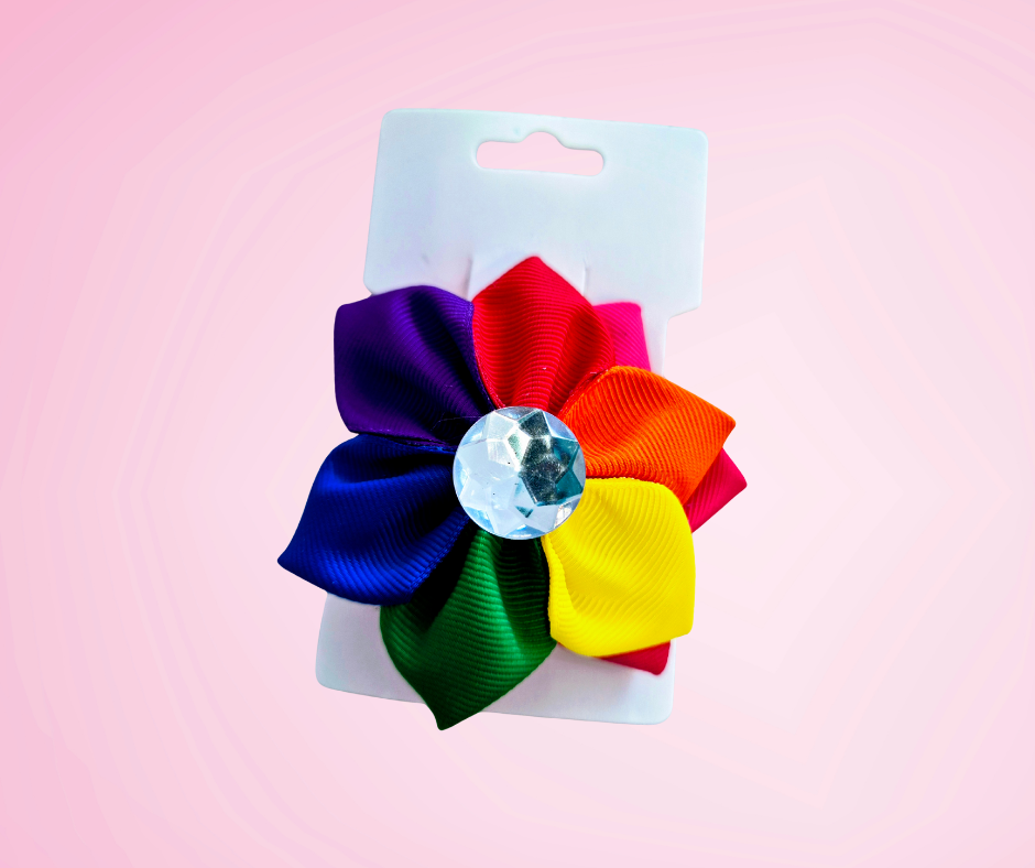 Vivid Rainbow Flower Clip