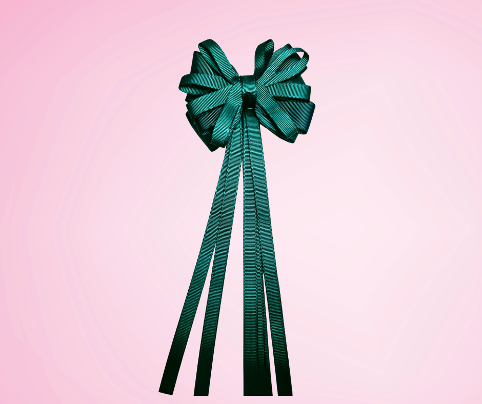 Classic Green Ribbon Bow with Tails