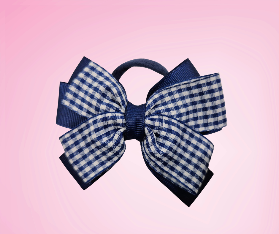 Sophie Gingham Bow - Navy
