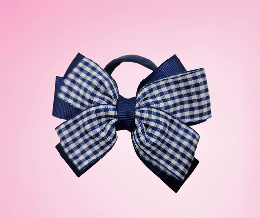 Sophie Gingham Bow - Navy