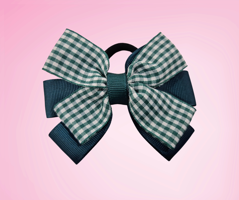 Sophie Gingham Bow - Green