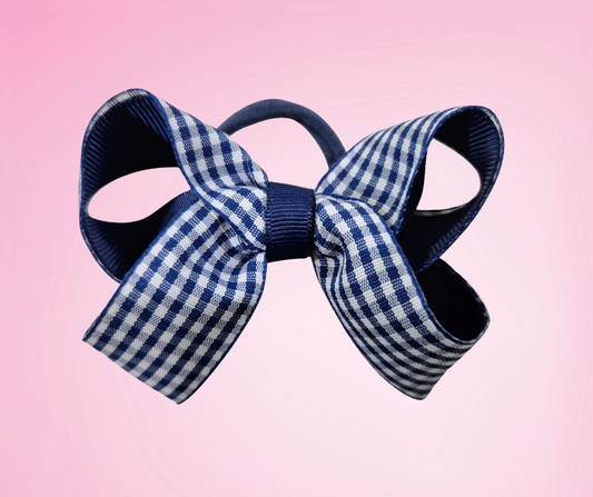 Small Boutique Gingham Bow - Navy
