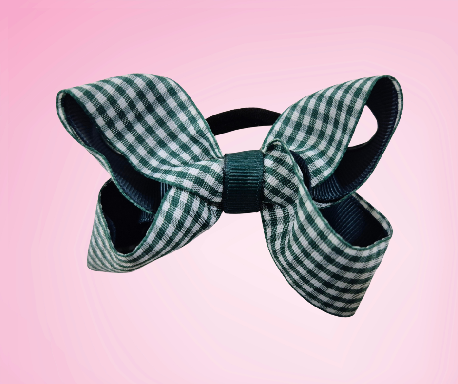 Small Boutique Gingham Bow - Green