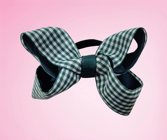 Small Boutique Gingham Bow - Green