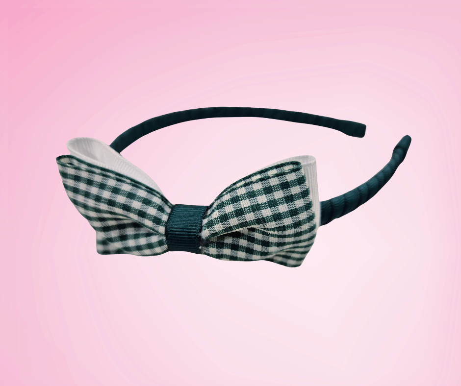 The Ella Gingham Headband - Green