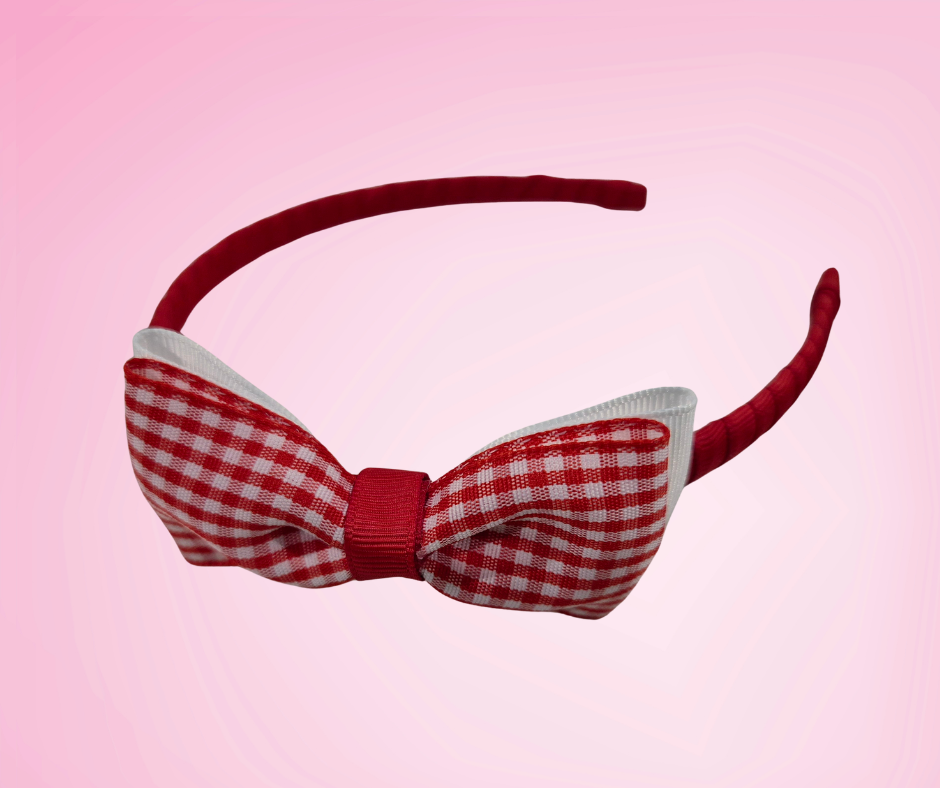 The Ella Gingham Headband - Red