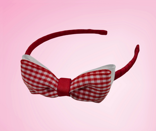 The Ella Gingham Headband - Red