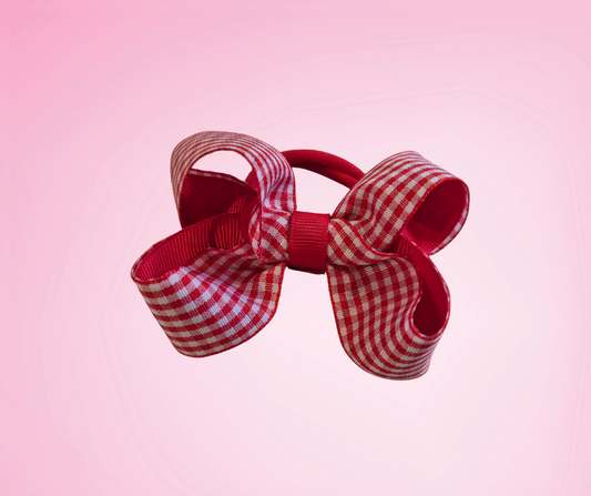 Small Boutique Gingham Bow - Red