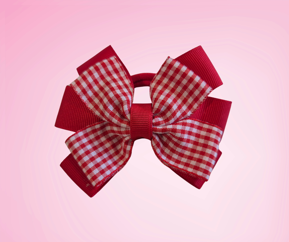 Sophie Gingham Bow - Red