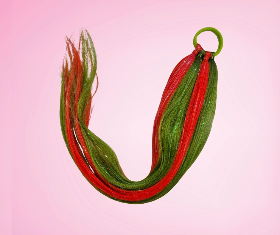 Christmas Cheer Hair – Red and Green Unicorn Straight Ponytail (60cm)