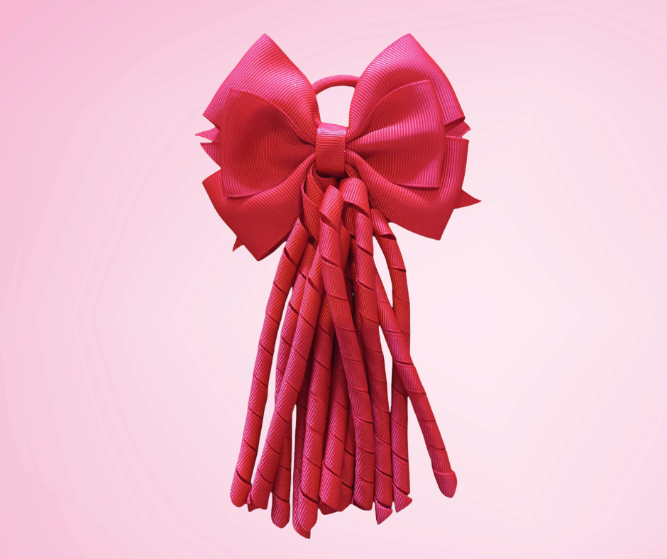 House Coloured Bow Korker Hairtie/Clip - Red