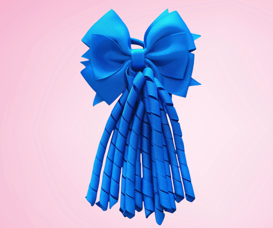House Coloured Bow Korker Hairtie/Clip - Blue