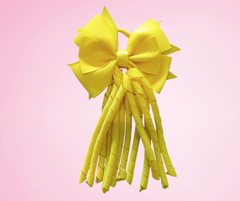House Coloured Bow Korker Hairtie/Clip - Yellow