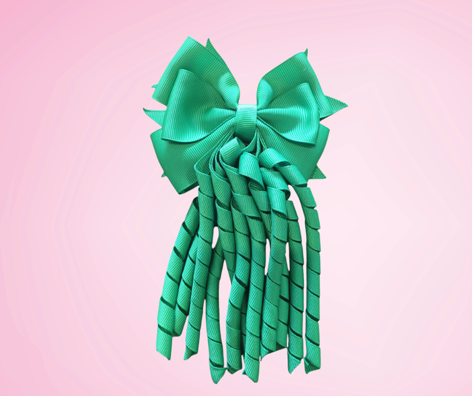 House Coloured Bow Korker Hairtie/Clip - Green