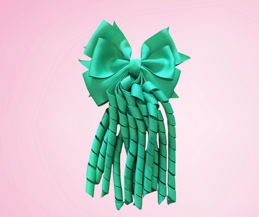 House Coloured Bow Korker Hairtie/Clip - Green