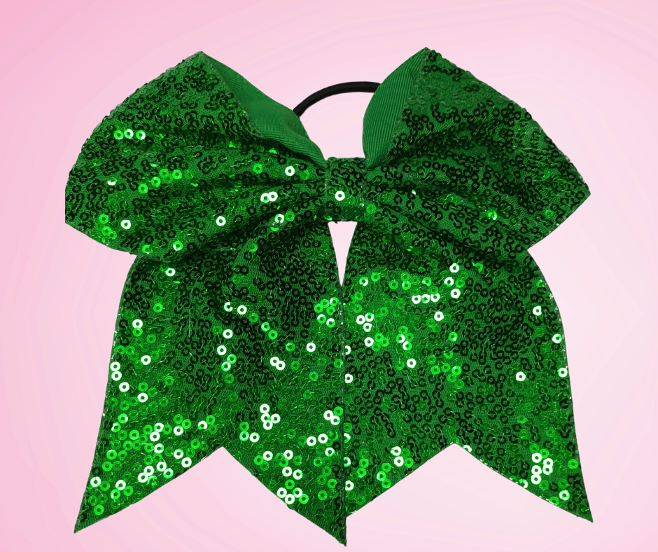 House Coloured Glitter Bow - Green