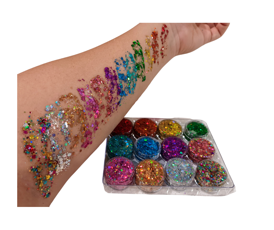 Rainbow Glitter Face & Body Gel Collection