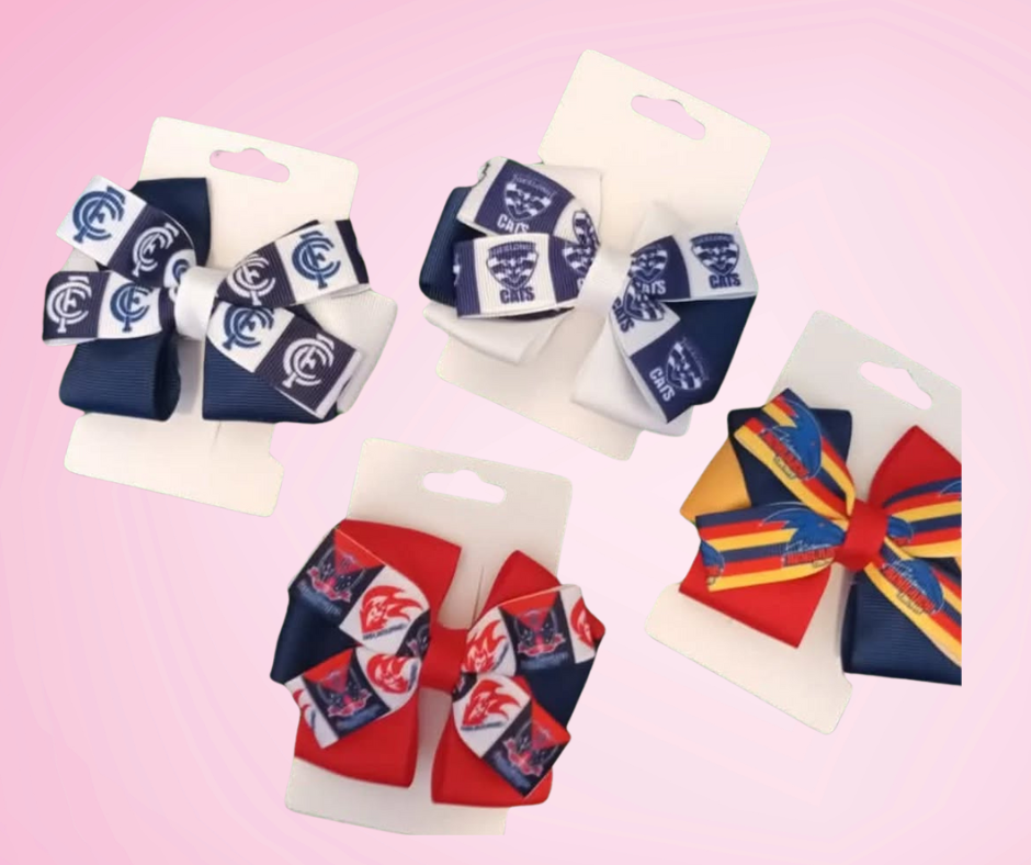 Footy Bow Clip (Only)- Custom Made in your Footy team colours