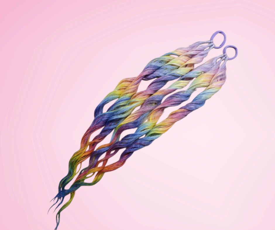 Mermaid Wave Pigtails - Bright Rainbow