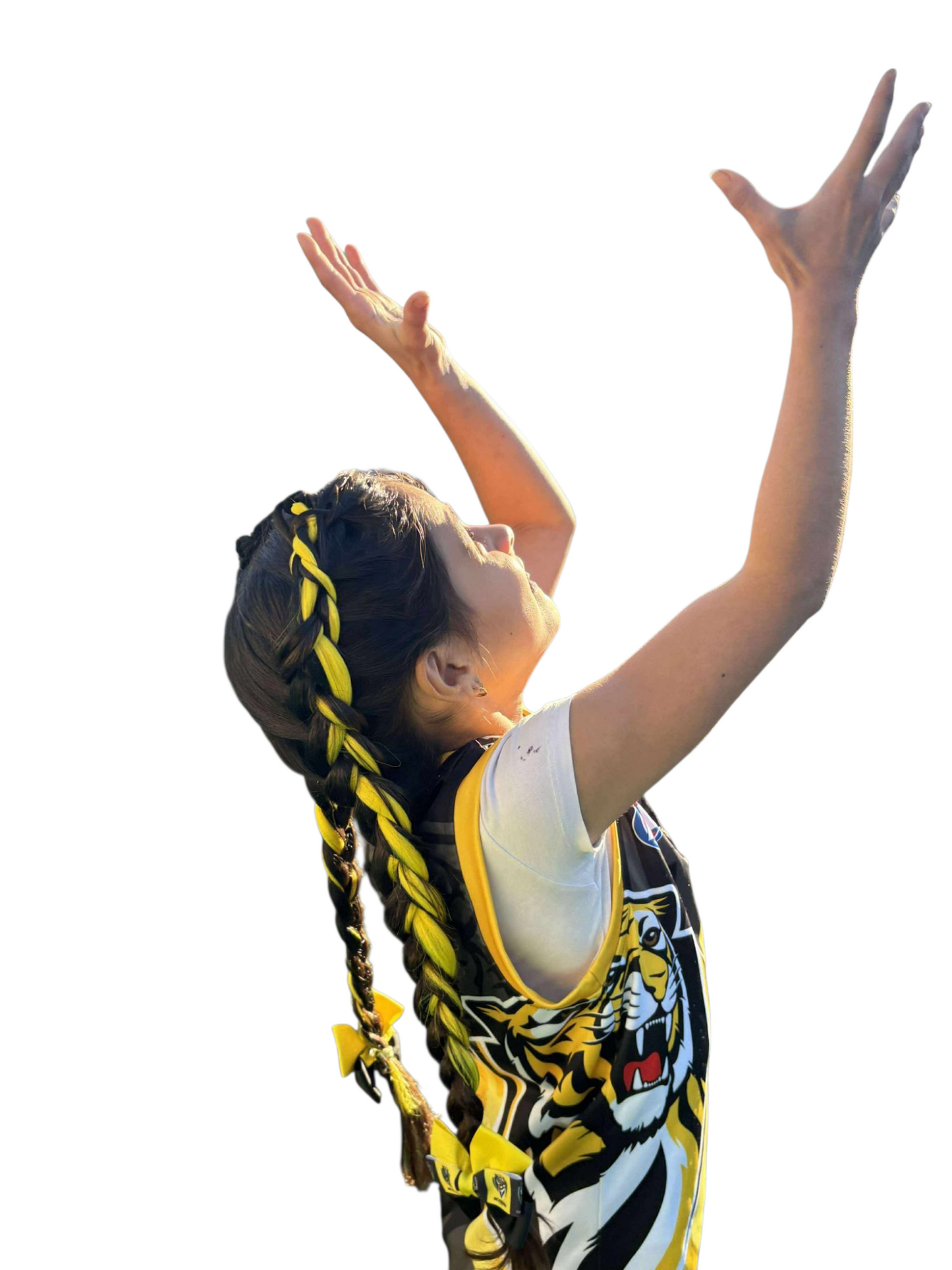 Sports Team Braids - Straight Pigtail Set with bow - Yellow & black