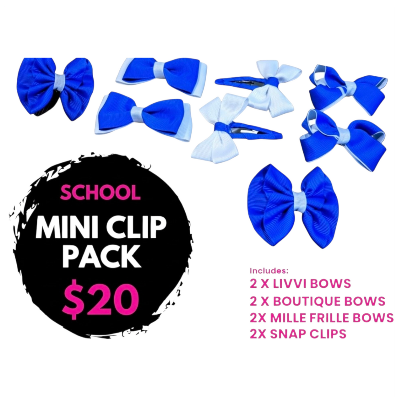 💙 School Mini Bow Clip Accessory Pack 💙