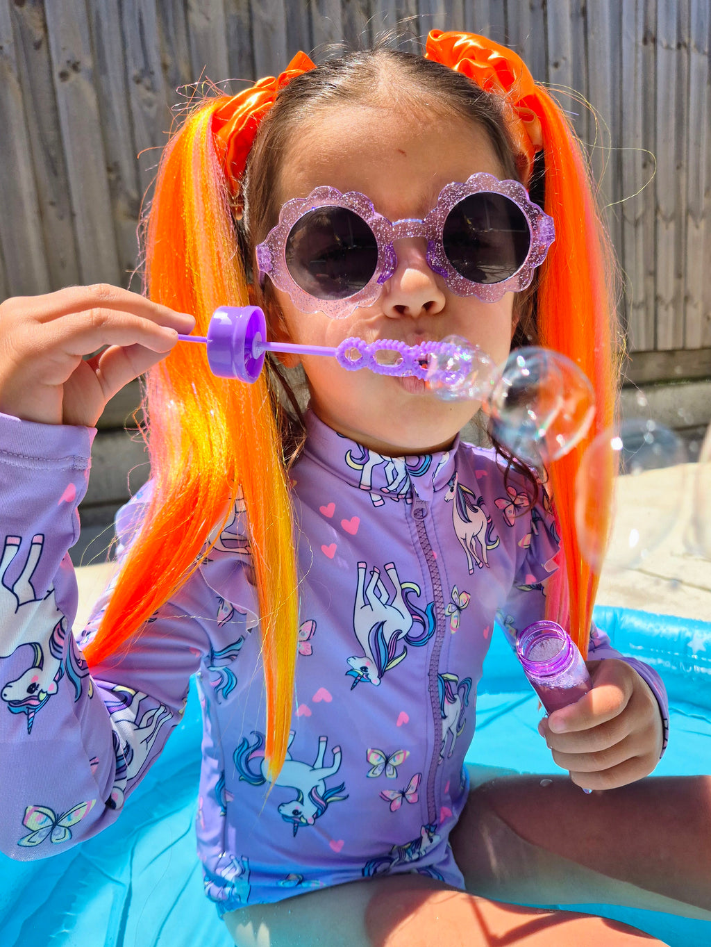 Sunburst Unicorn Piggy Tail Hair Extensions for Girls | 40cm