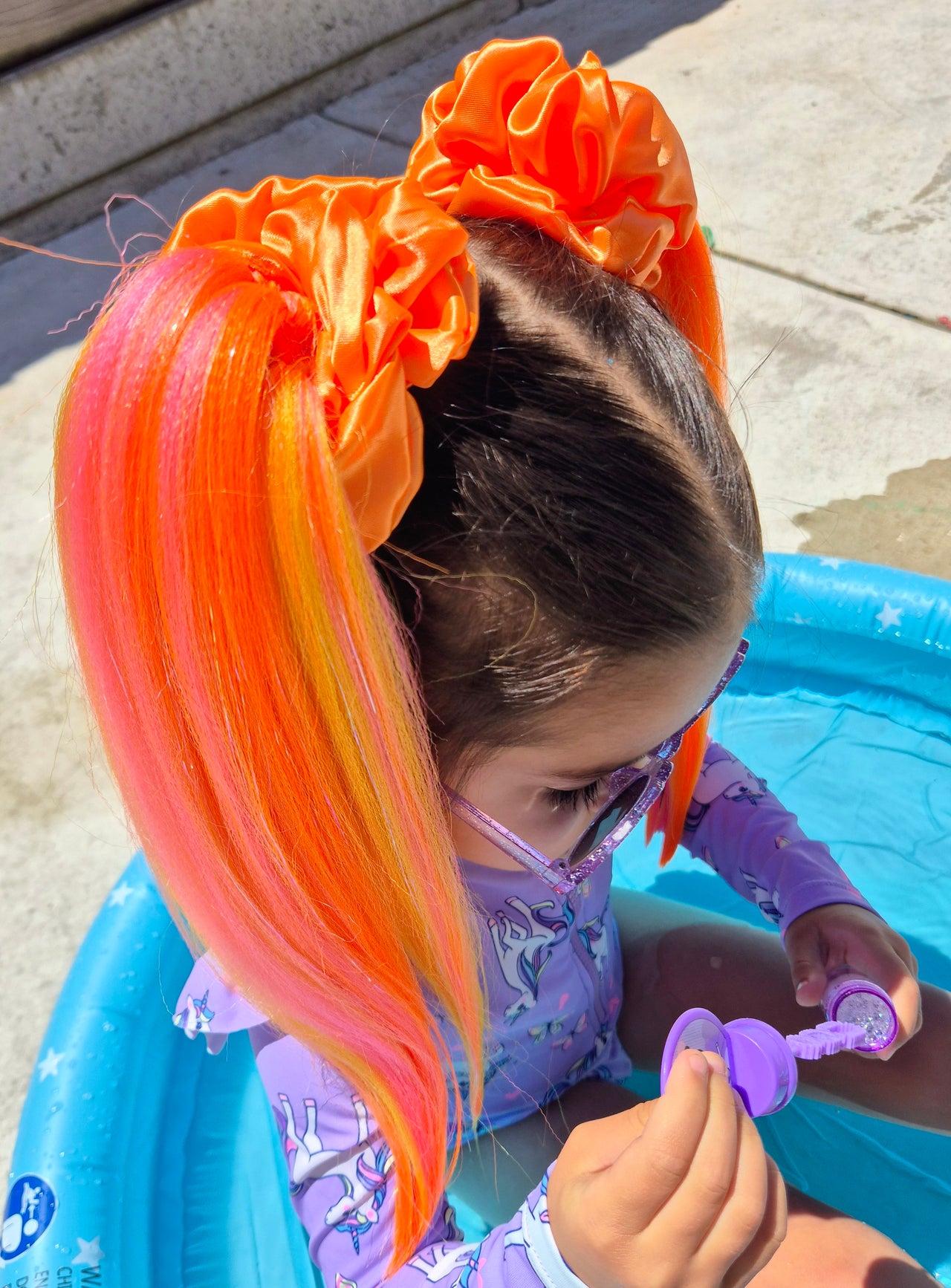 Sunburst Unicorn Piggy Tail Hair Extensions for Girls | 60cm