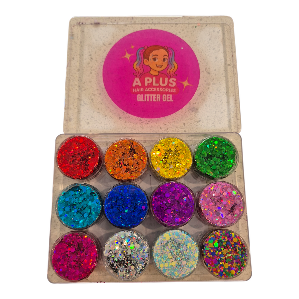 🌈 Rainbow Glitter Gel 12 Pack – Face, Hair & Body Glitter